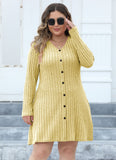 Woochic robe grande taille robe en maille à rayures col en V jaune XL