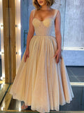 Woochic robe longue brillante paillette bretelle dos nu trapèze bustier élégant de soirée