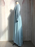 Woochic robe longue brillante paillette col rond manches longues élégant bal de promo
