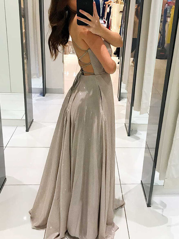 Woochic robe longue brillante paillette dos nu de soirée