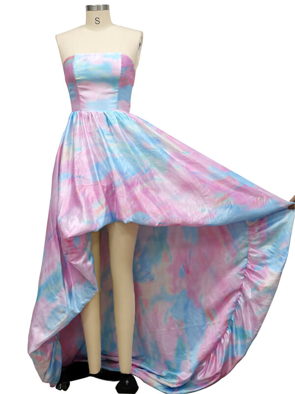 Woochic robe longue court devant longue derriere bustier dos nu soirée mode