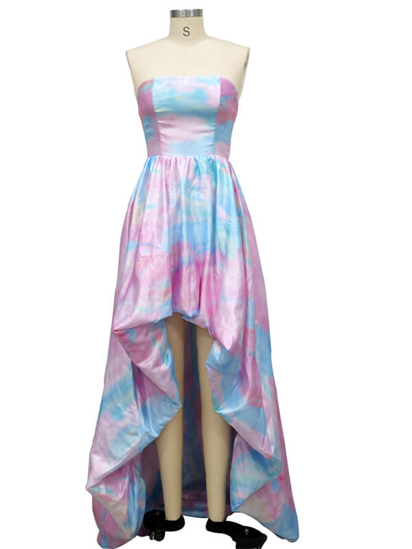 Woochic robe longue court devant longue derriere bustier dos nu soirée mode