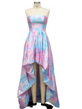 Woochic robe longue court devant longue derriere bustier dos nu soirée mode