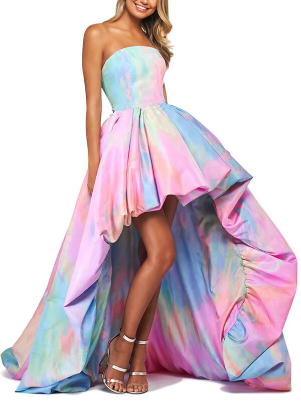 Woochic robe longue court devant longue derriere bustier dos nu soirée mode