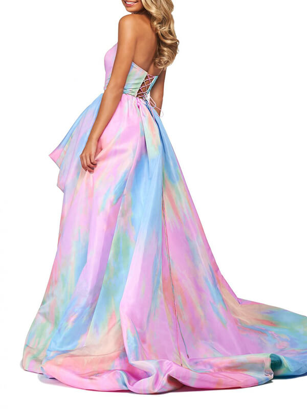Woochic robe longue court devant longue derriere bustier dos nu soirée mode