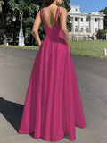 Woochic robe longue en stain à fines brides fendu le côté dos nu sans manches élégant de soirée