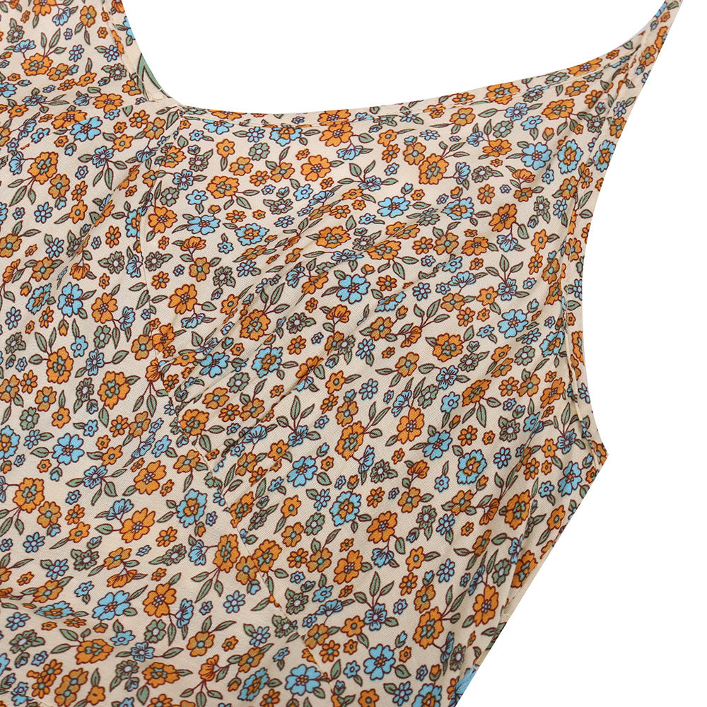 Woochic robe longue imprimé à fleurie à fines brides bohème de plage