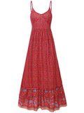 Woochic robe longue imprimé à fleurie à fines brides bohème de plage