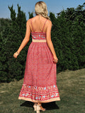 Woochic robe longue imprimé à fleurie à fines brides bohème de plage