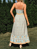 Woochic robe longue imprimé à fleurie à fines brides bohème de plage