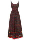 Woochic robe longue imprimé à fleurie à fines brides bohème de plage