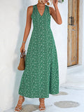 Woochic robe longue imprimé à fleurie bretelle v-cou bohème de plage