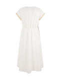 Woochic robe longue mousseline coulisse taille v-cou manches chauve souris manches courtes élégant bapteme