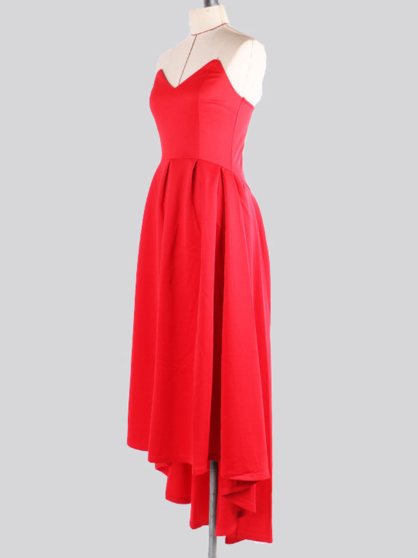Woochic robe longue patineuses bustier court devant longue derriere dos nu fluide sans manches élégant de cocktail
