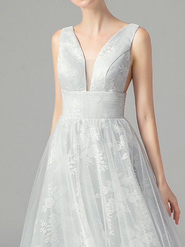 Woochic robe longue tulle décolleté plongeant dos nu élégant de soirée pour mariage
