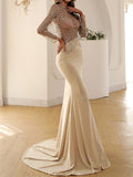 Woochic robe maxi longue moulante transparent brillante paillette dos nu sirene élégant soirée