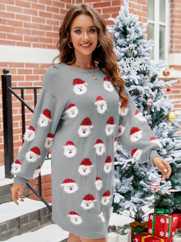 Woochic robe pull de Noël Père Noël manches lanternes gris S