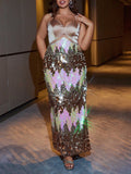 Woochic robe soirée avec paillettes de banquet,cocktail,grande taille