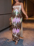 Woochic robe soirée avec paillettes de banquet,cocktail,grande taille