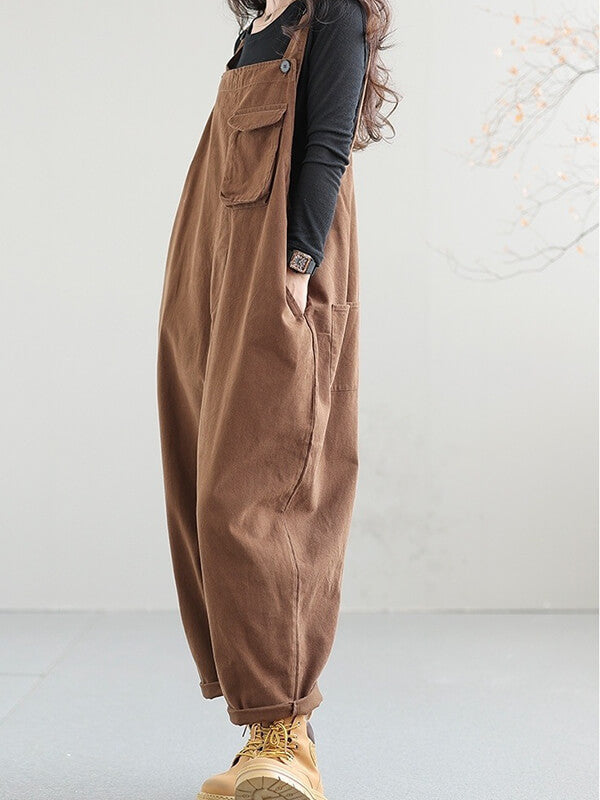 Woochic salopette avec poches femme oversized Café M