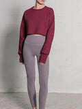 Woochic sweatshirt courte col rond manches longues femme mode