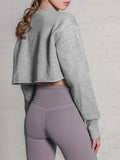 Woochic sweatshirt courte col rond manches longues femme mode