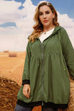 Woochic veste grande taille femme à capuche décontractées vert1 1XL