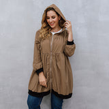 Woochic veste grande taille femme à capuche décontractées marron 1XL