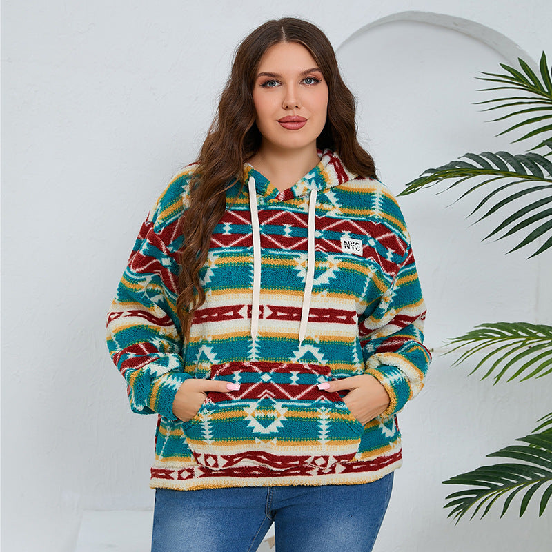 Woochic veste grande taille femme à capuche imprimé polaire vert 1XL