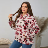 Woochic veste grande taille femme à capuche imprimé polaire