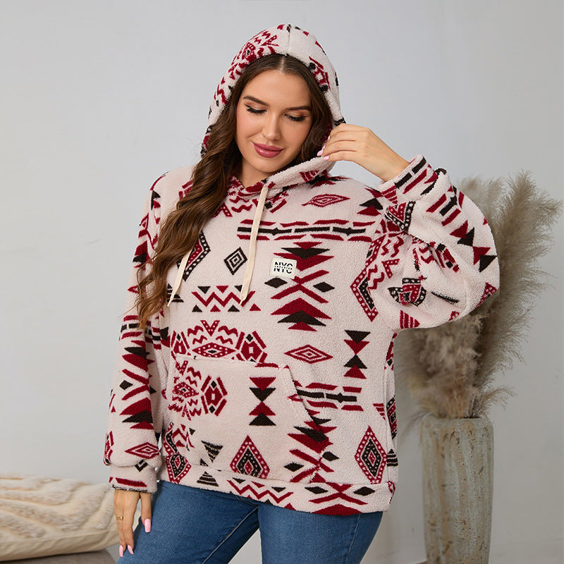 Woochic veste grande taille femme à capuche imprimé polaire