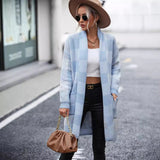 Woochic veste pour femmes cardigan à carreaux couleur contrasté