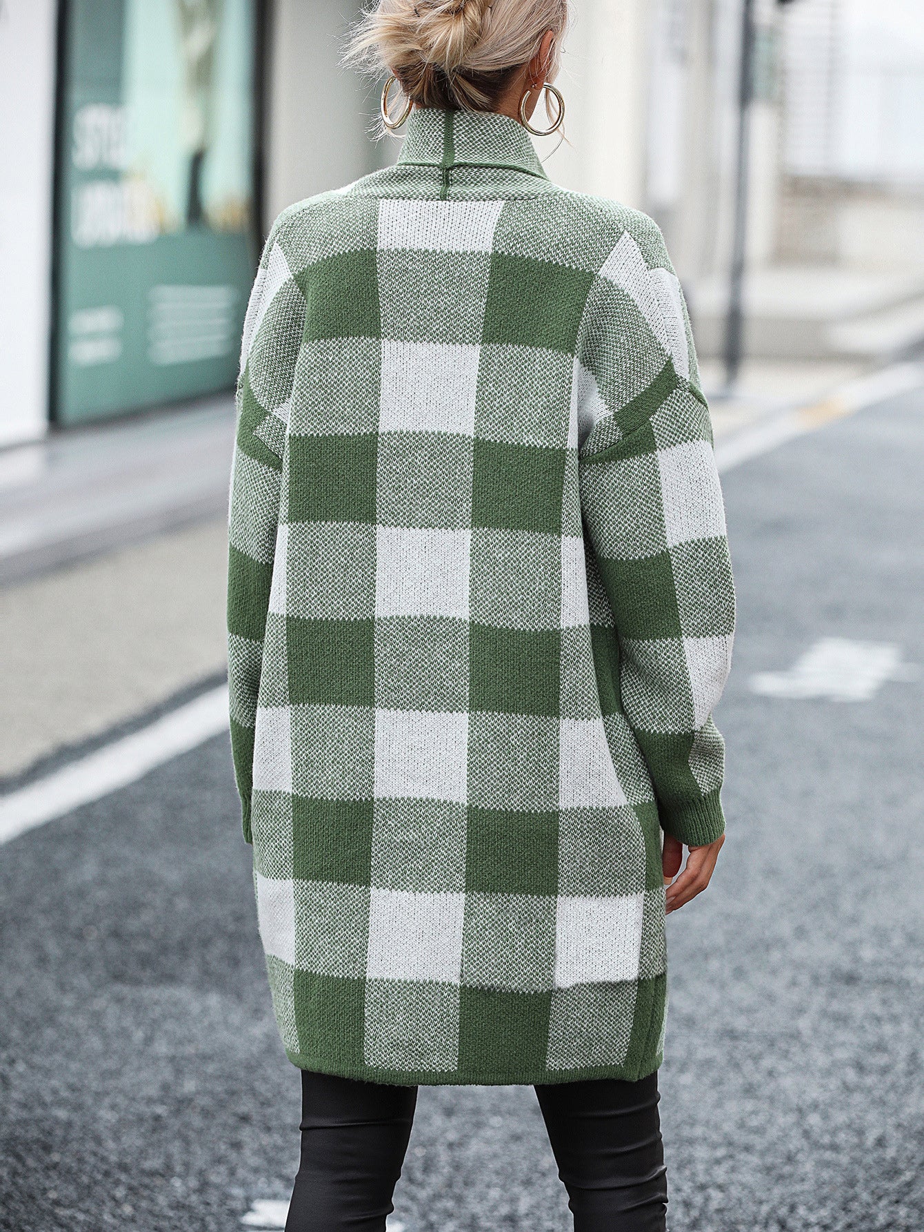 Woochic veste pour femmes cardigan à carreaux couleur contrasté