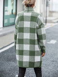Woochic veste pour femmes cardigan à carreaux couleur contrasté