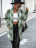 Woochic veste pour femmes cardigan à carreaux couleur contrasté