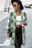 Woochic veste pour femmes cardigan à carreaux couleur contrasté vert S