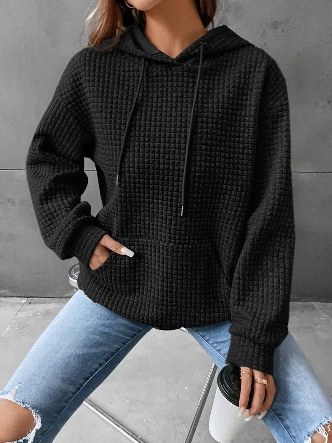 Woochic veste pour femmes col en rond à capuche gaufré