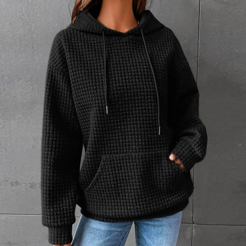 Woochic veste pour femmes col en rond à capuche gaufré