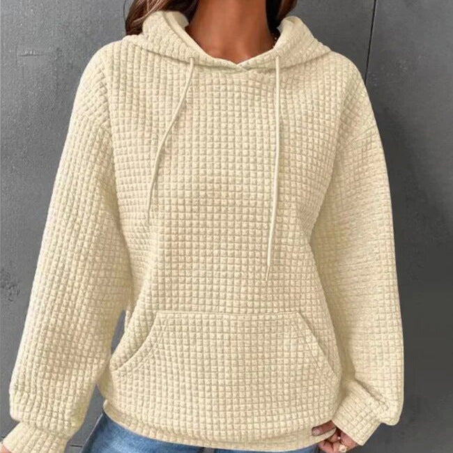 Woochic veste pour femmes col en rond à capuche gaufré