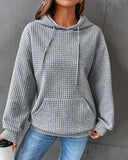 Woochic veste pour femmes col en rond à capuche gaufré