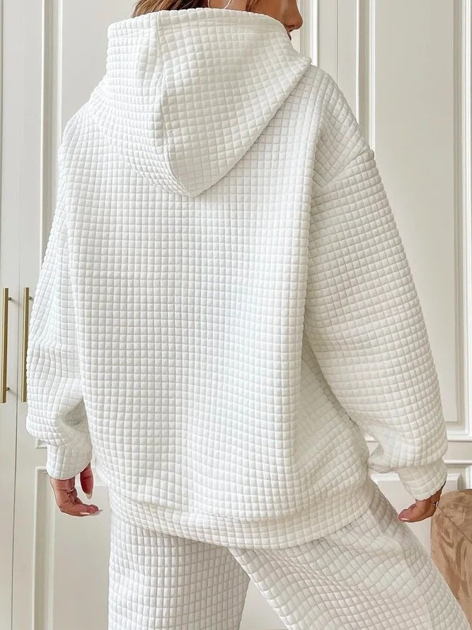 Woochic veste pour femmes col en rond à capuche gaufré