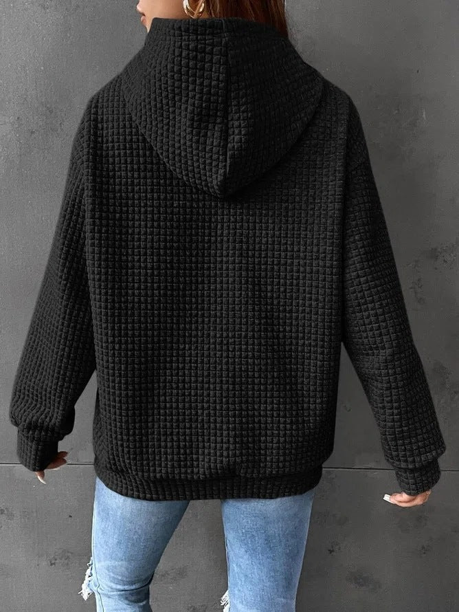 Woochic veste pour femmes col en rond à capuche gaufré