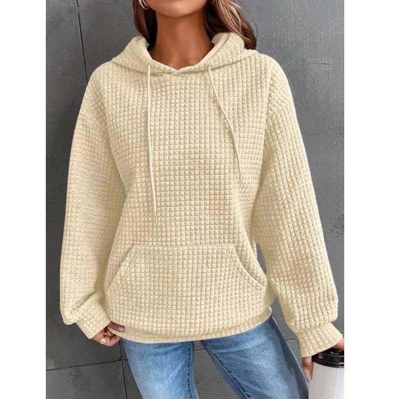 Woochic veste pour femmes col en rond à capuche gaufré abricot S