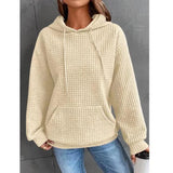 Woochic veste pour femmes col en rond à capuche gaufré abricot S