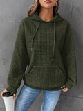 Woochic veste pour femmes col en rond à capuche gaufré vert 6 S