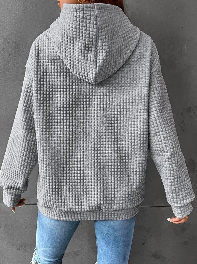 Woochic veste pour femmes col en rond à capuche gaufré