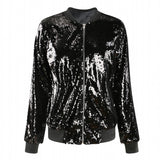 Woochic veste pour femmes col montant paillettes scintillantes noir S