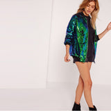 Woochic veste pour femmes col montant paillettes scintillantes