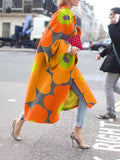 Woochic veste pour femmes col polo imprimé manches évasées orange S