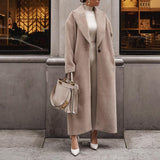 Woochic veste pour femmes col revers en peluche manches longues
